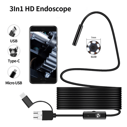 3 In 1 TYPE C/ MICRO USB/ PC ENDOSCOPE CAMERA